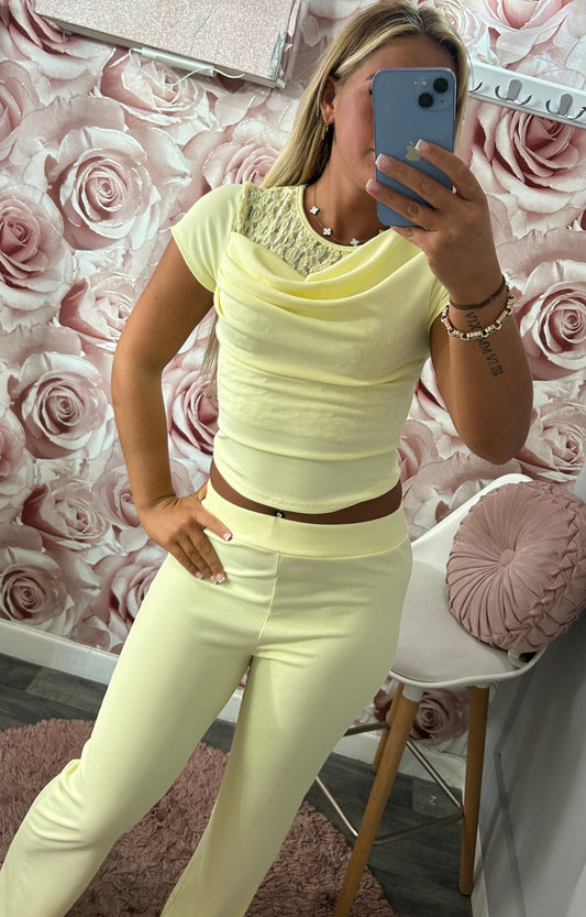 Lace Ruched Flared Co-Ord Set