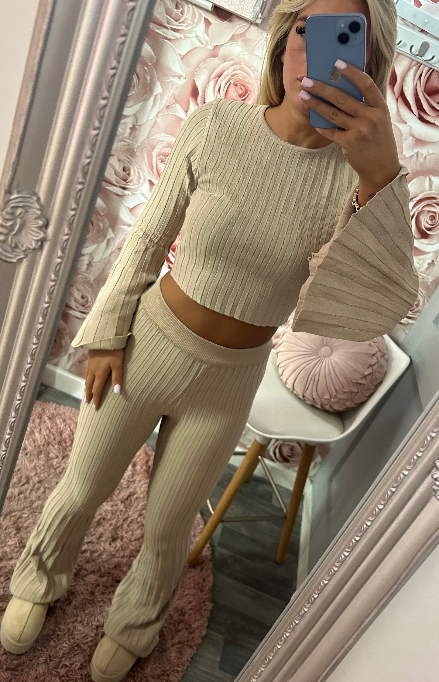 Ribbed Knitted Flare Set