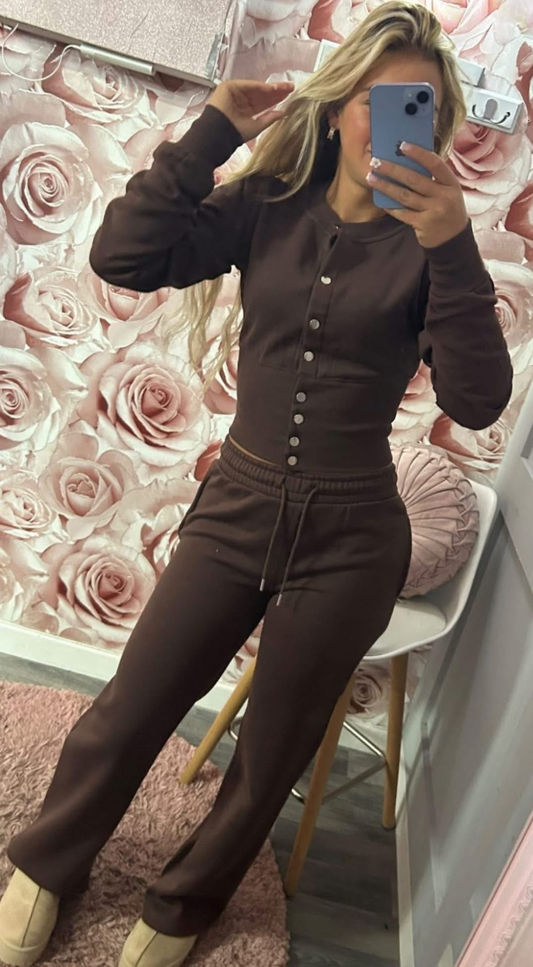 Button Up Corset Compression Style Fleece Lined Co-Ord Set
