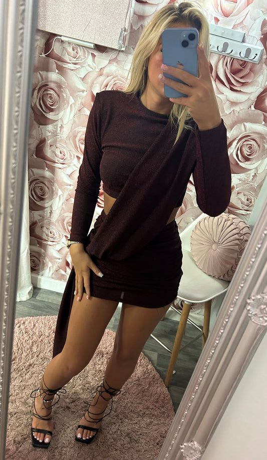 Lurex Sash Drape Dress