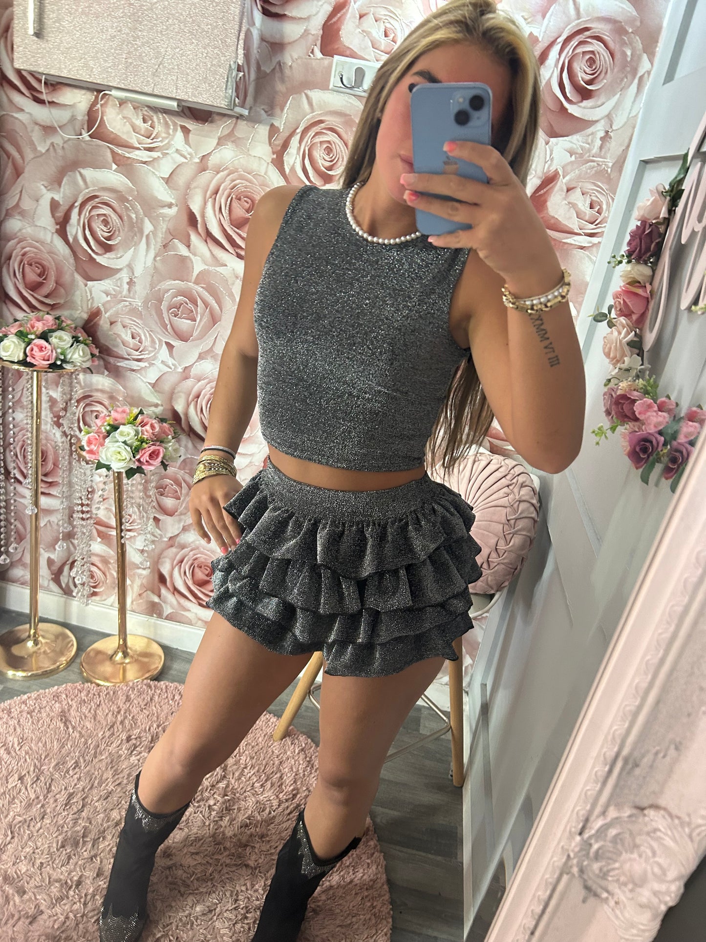 Lurex Glimmer Rara Frill Skort Co-Ord Set