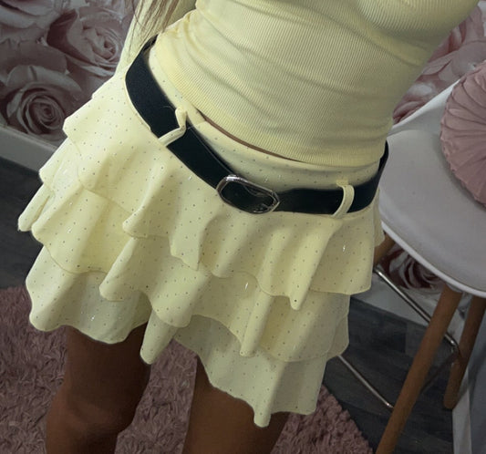 Diamante Sparkle Belted Rara Skirt