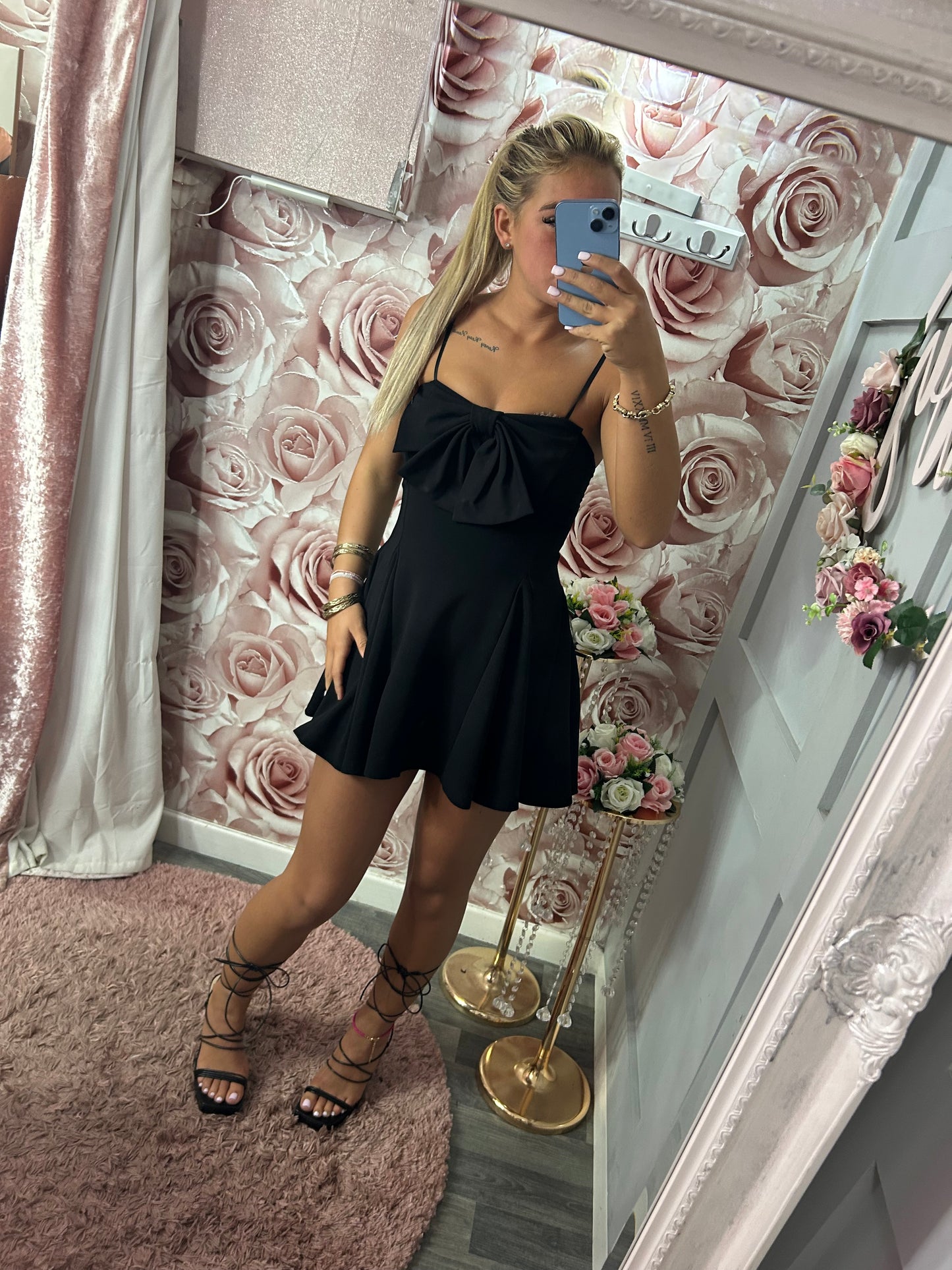 Bow Cami Strap Skater Dress