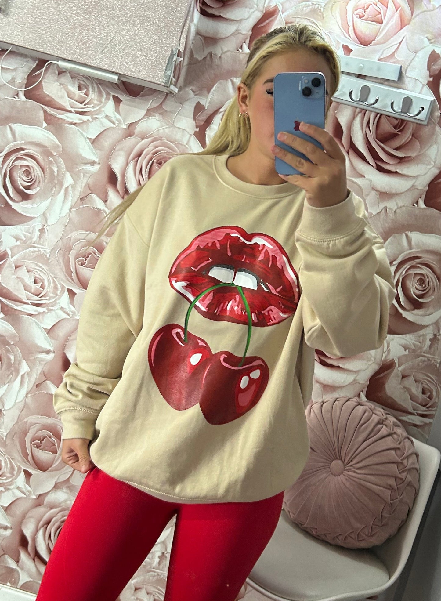 Cherry Lips Oversized Fleece Lined Sweater