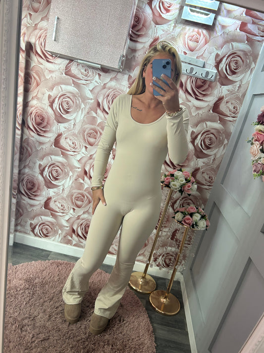 Ruched Bum Padded Cup Long Sleeved Yoga Jumpsuit/Unitard