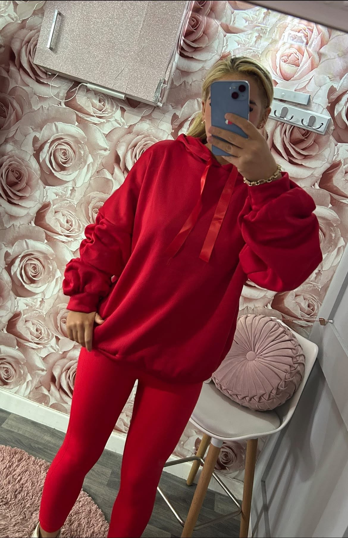 Ruched Sleeved Ribbon Toggle Fleece Lined Hoodie