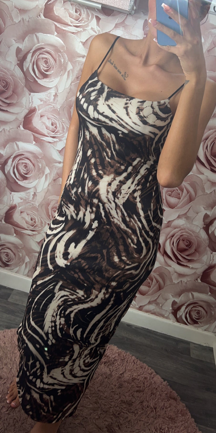 Animal Print Padded Maxi Dress