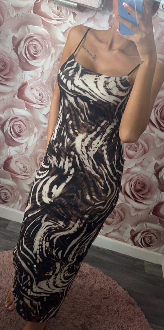 Animal Print Padded Maxi Dress