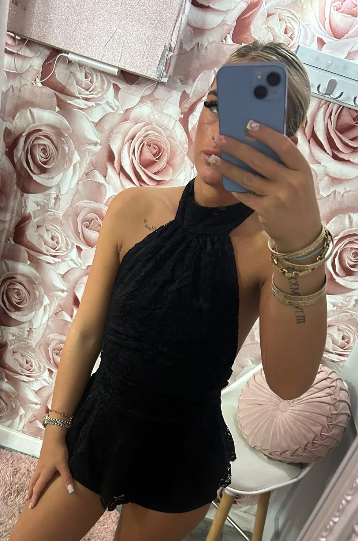 Lace Halterneck Rara Frill Playsuit