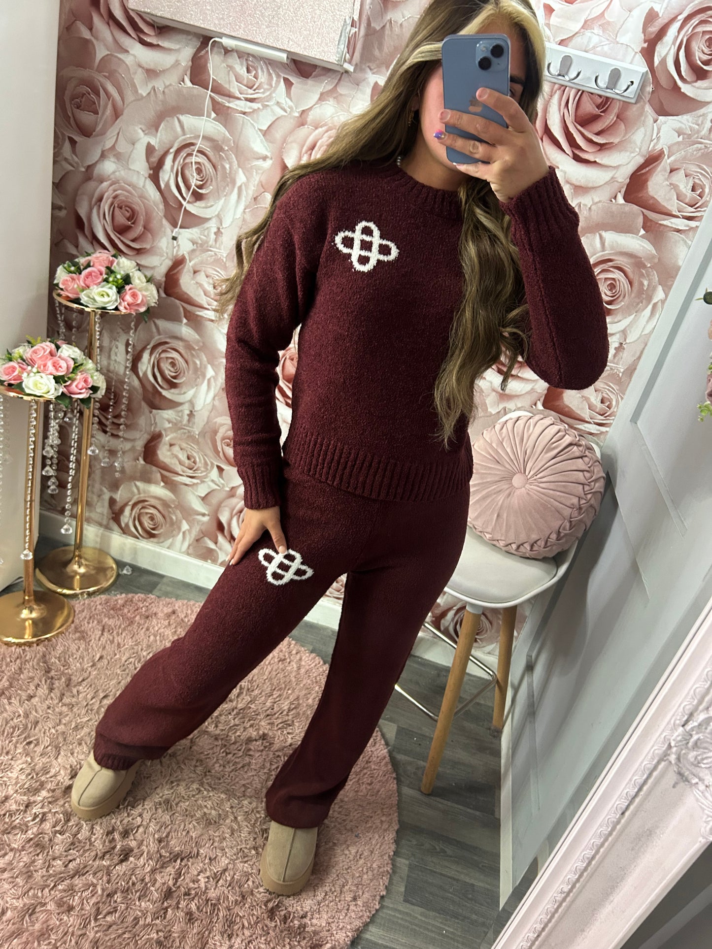 Thick Knitted Swirl Motif Co-Ord Set