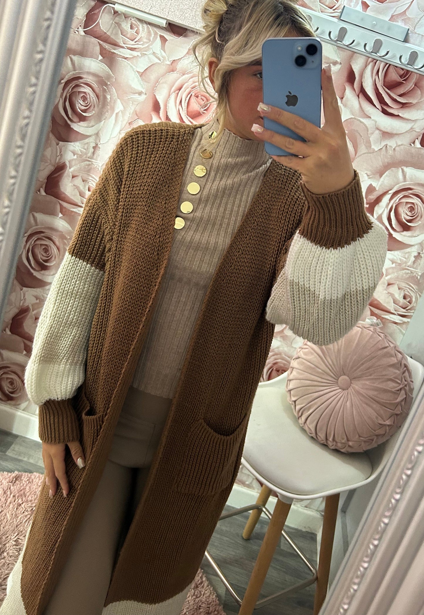 SALE- Balloon Sleeve Chunky Knit Longline Cardigan