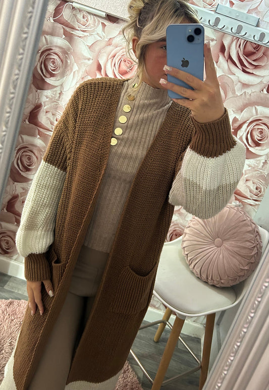 SALE- Balloon Sleeve Chunky Knit Longline Cardigan