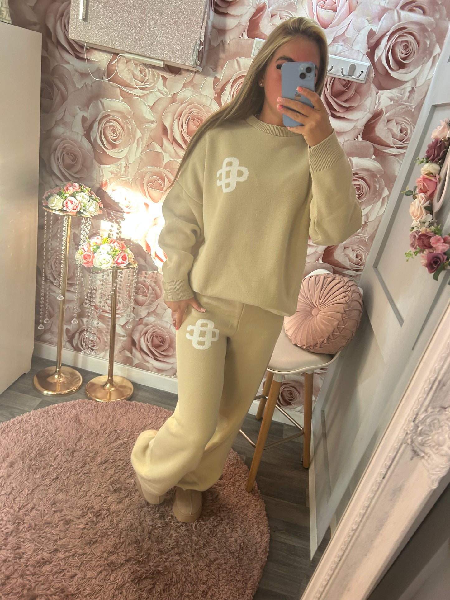 Swirl Motif Knitted Loungewear Co-Ord Set
