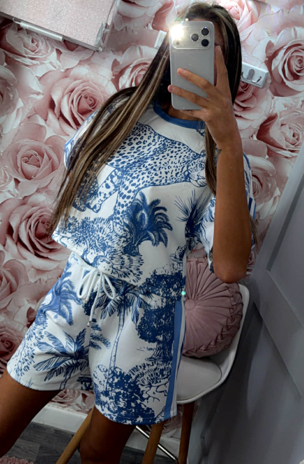 Inspired Leopard Patterned High Quality Tshirt & Shorts Set