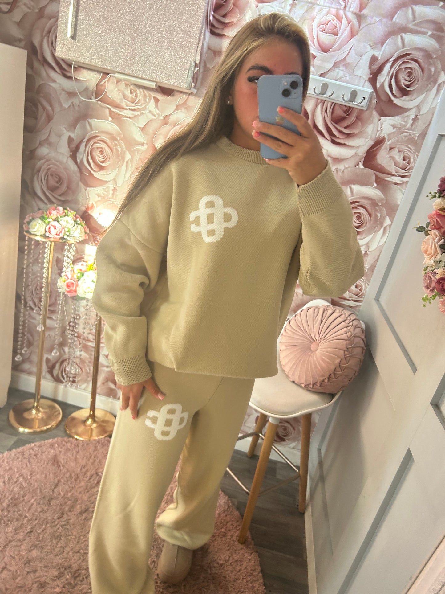 Swirl Motif Knitted Loungewear Co-Ord Set