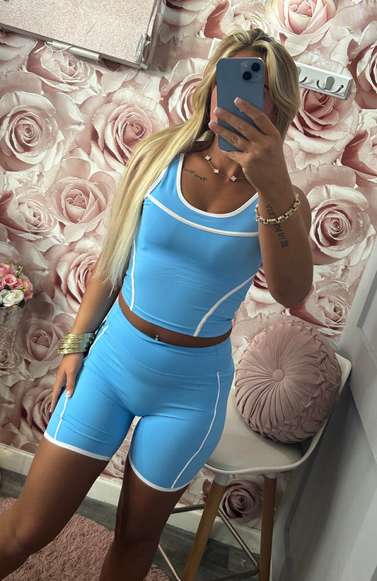 Contrast Bodysculpt Seamless Activewear Set With Inbuilt Mobile Phone Pocket