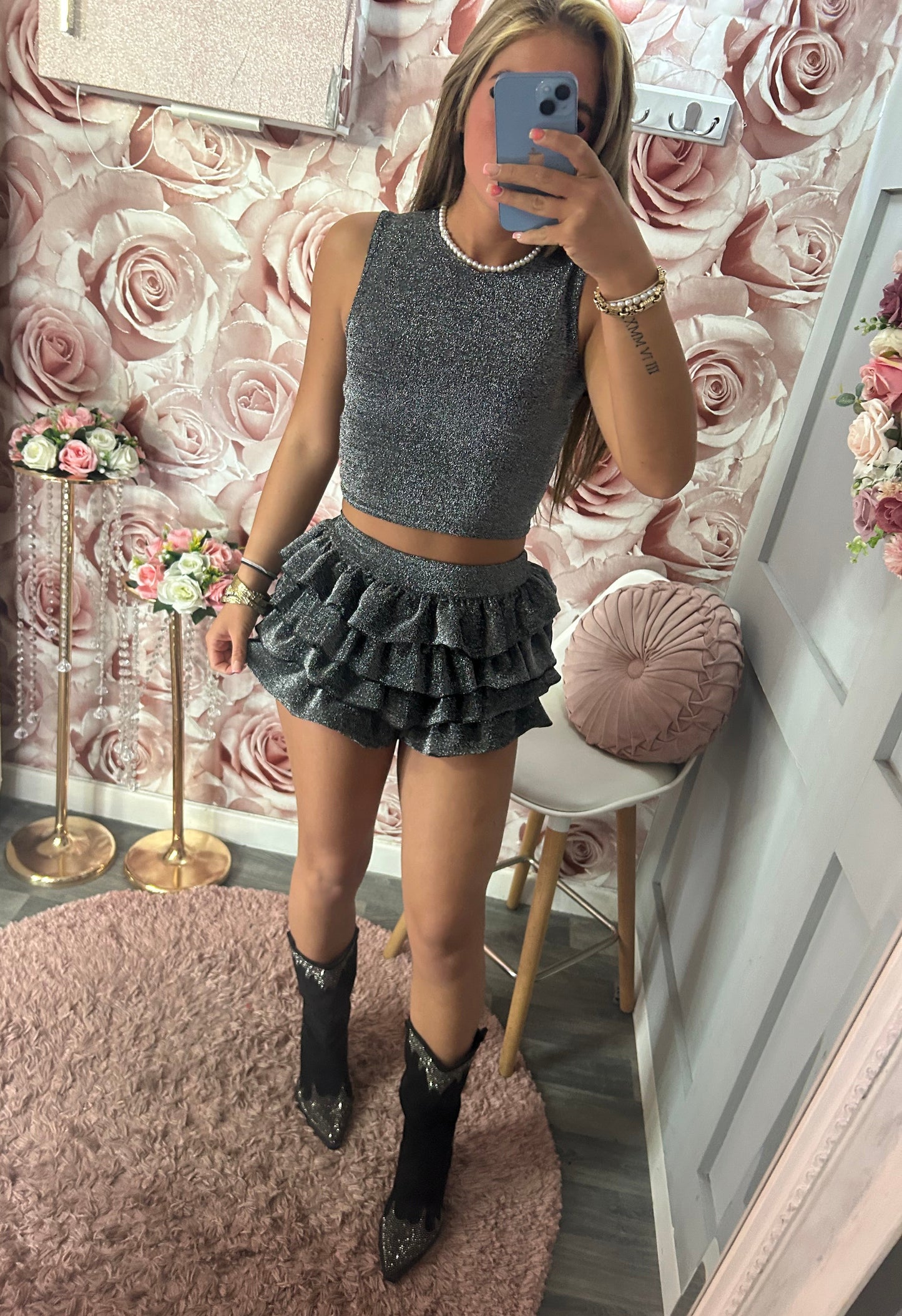 Lurex Glimmer Rara Frill Skort Co-Ord Set