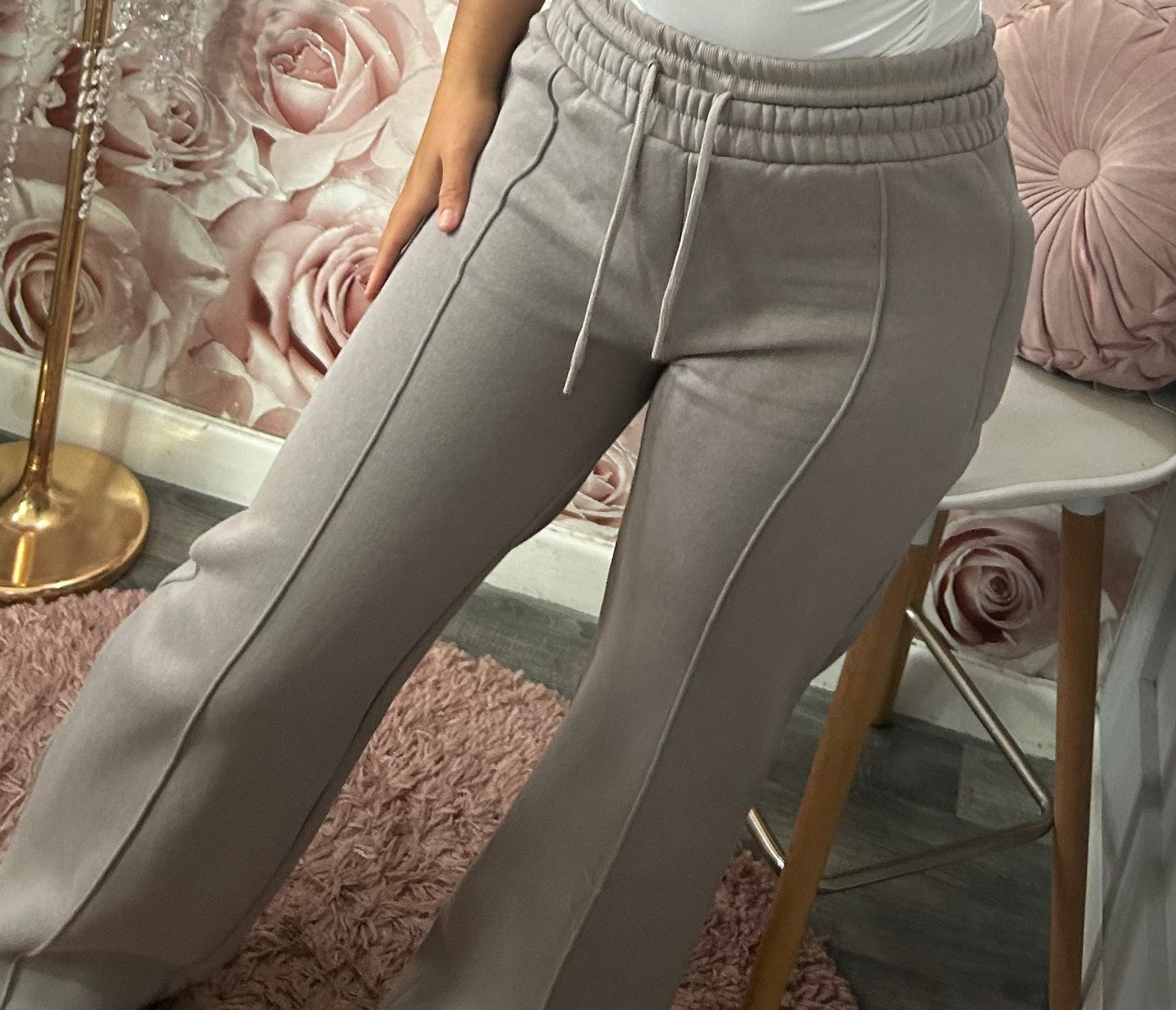 Wide Leg Pipe Line Joggers