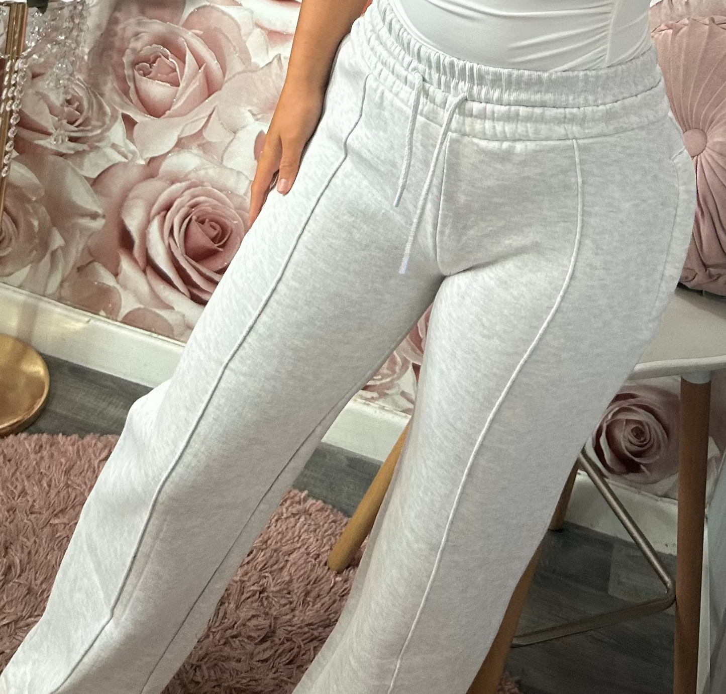Wide Leg Pipe Line Joggers