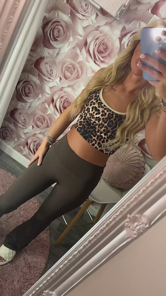 SALE- Leopard Print Padded Double Layered Crop Top