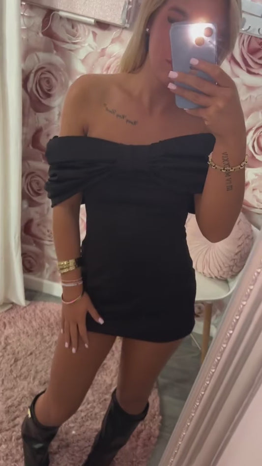 SALE- Bow Shoulder Dress (Can Be Worn Mini Or Midi)